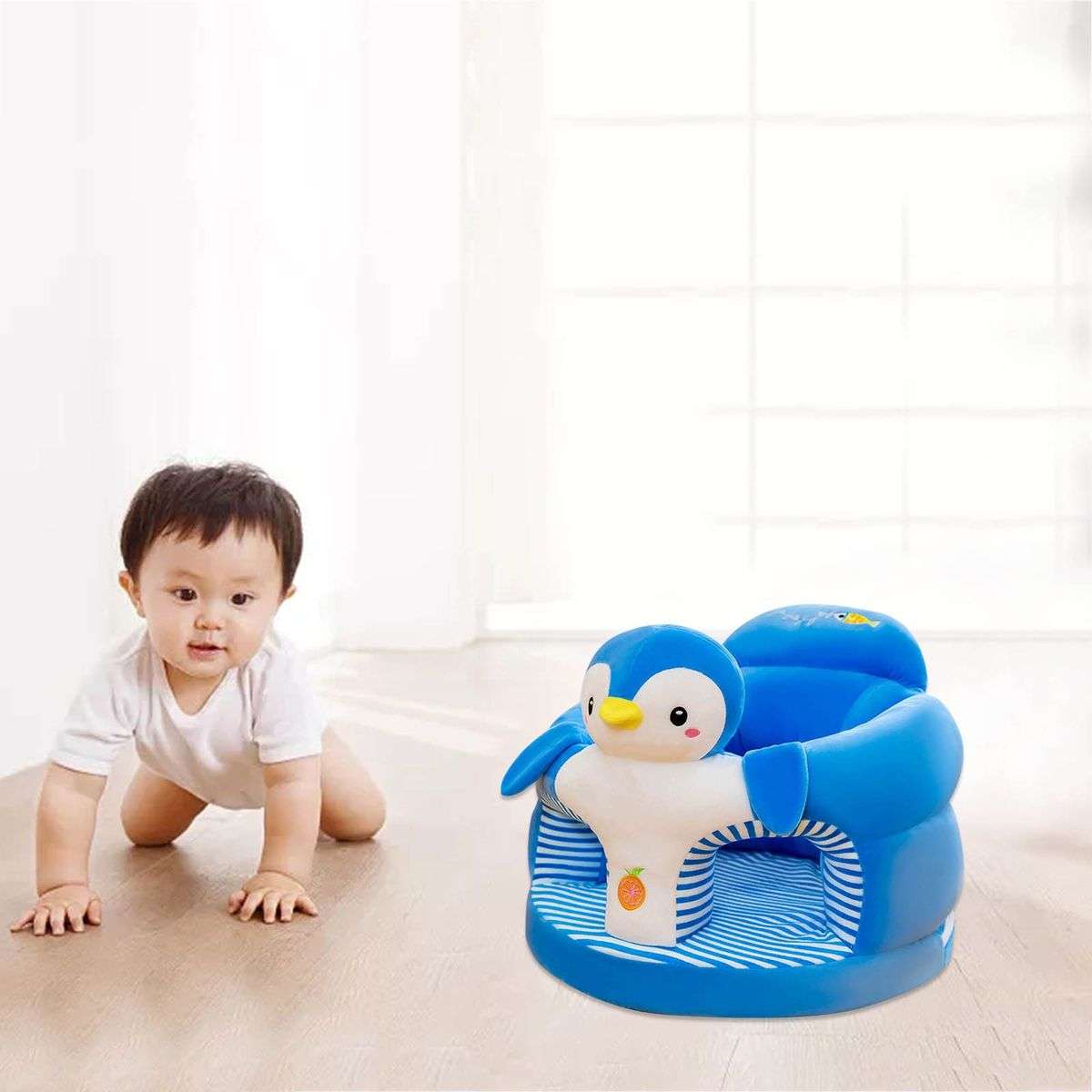 Baby Sofa Support Seat Cover Plush Chair Learning to Sit Comfortable - Grey