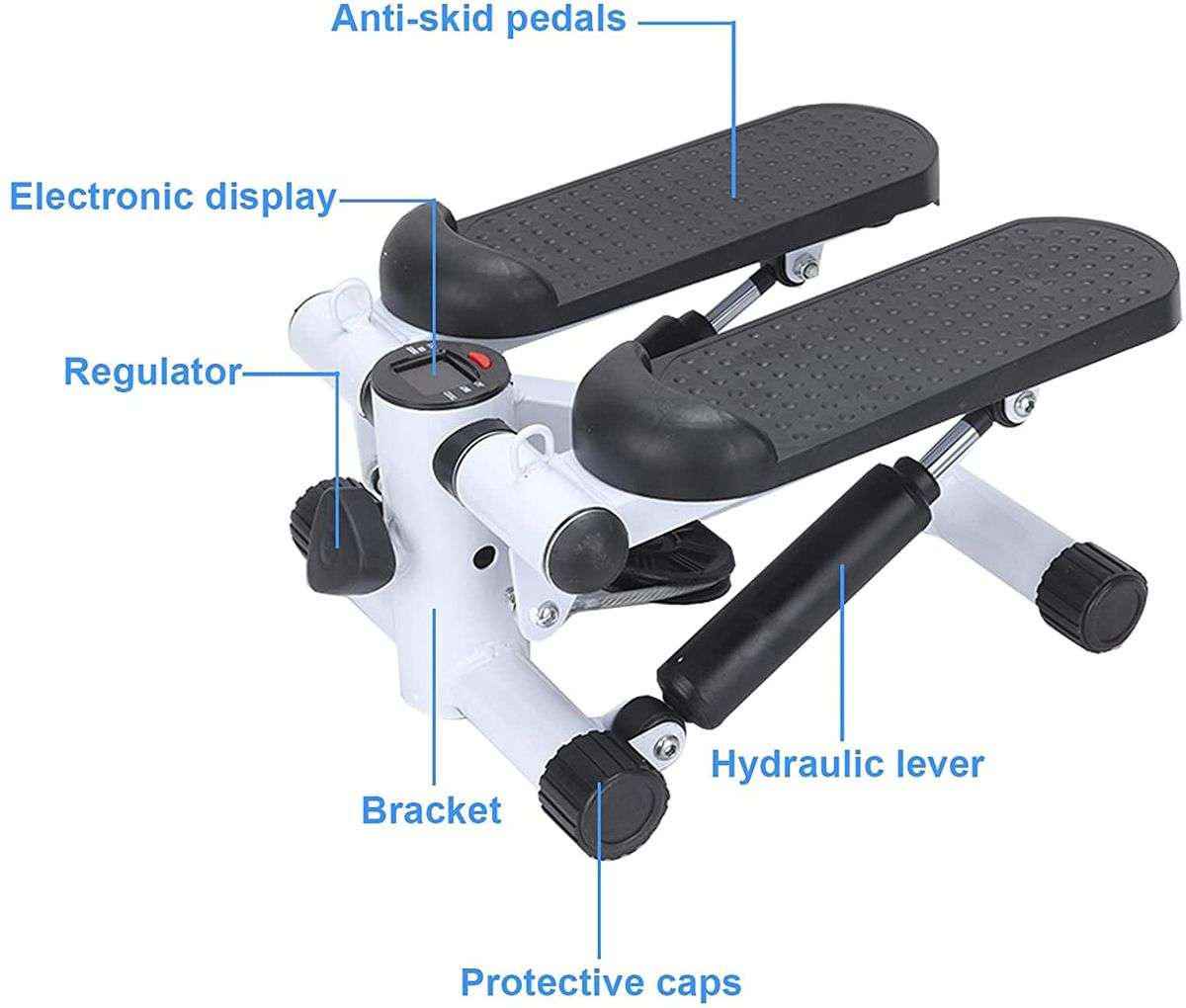 Fitness Exercise Stepper Bike with Resistance Bands-White & Black