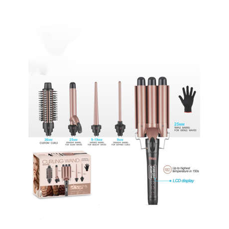 7 in 1 Curling Iron Set, Curling Wand Set with Changeable Attachment