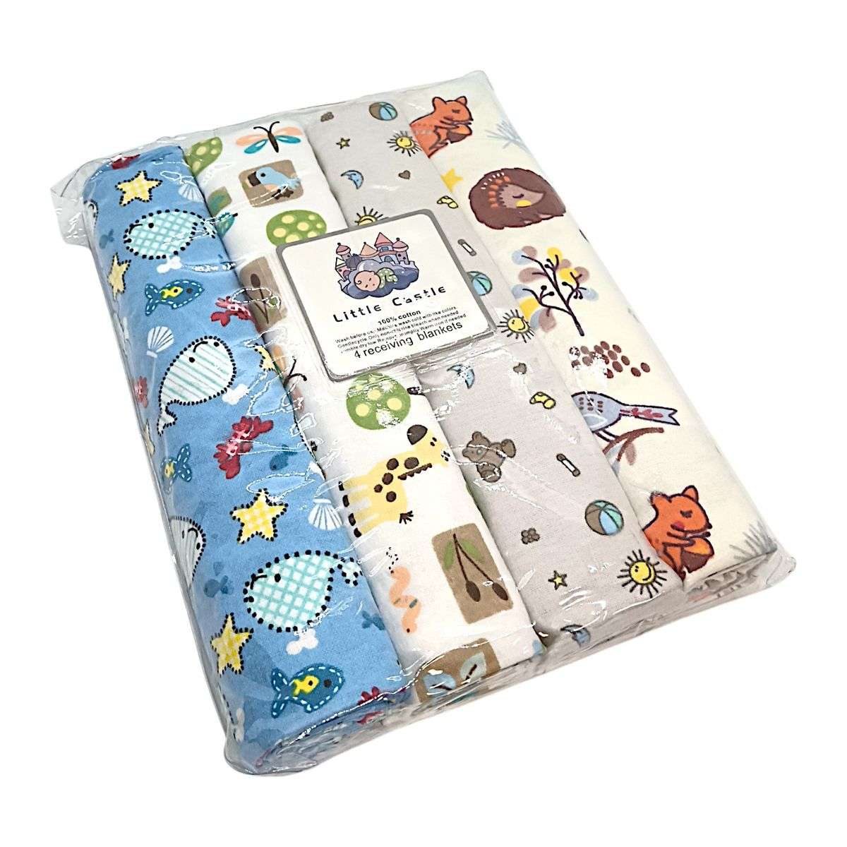 4-Pack Soft Cotton Baby Receiving Blankets