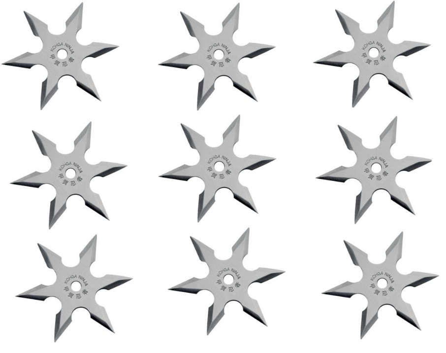 Happo Shuriken 6 Blade Stainless Steel Ninja Throwing Star - 9 Pack
