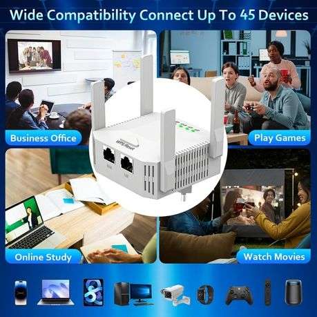 1200Mbps Wi-Fi Range Extender Dual Band 5/2.4GHz Wireless Internet Repeater