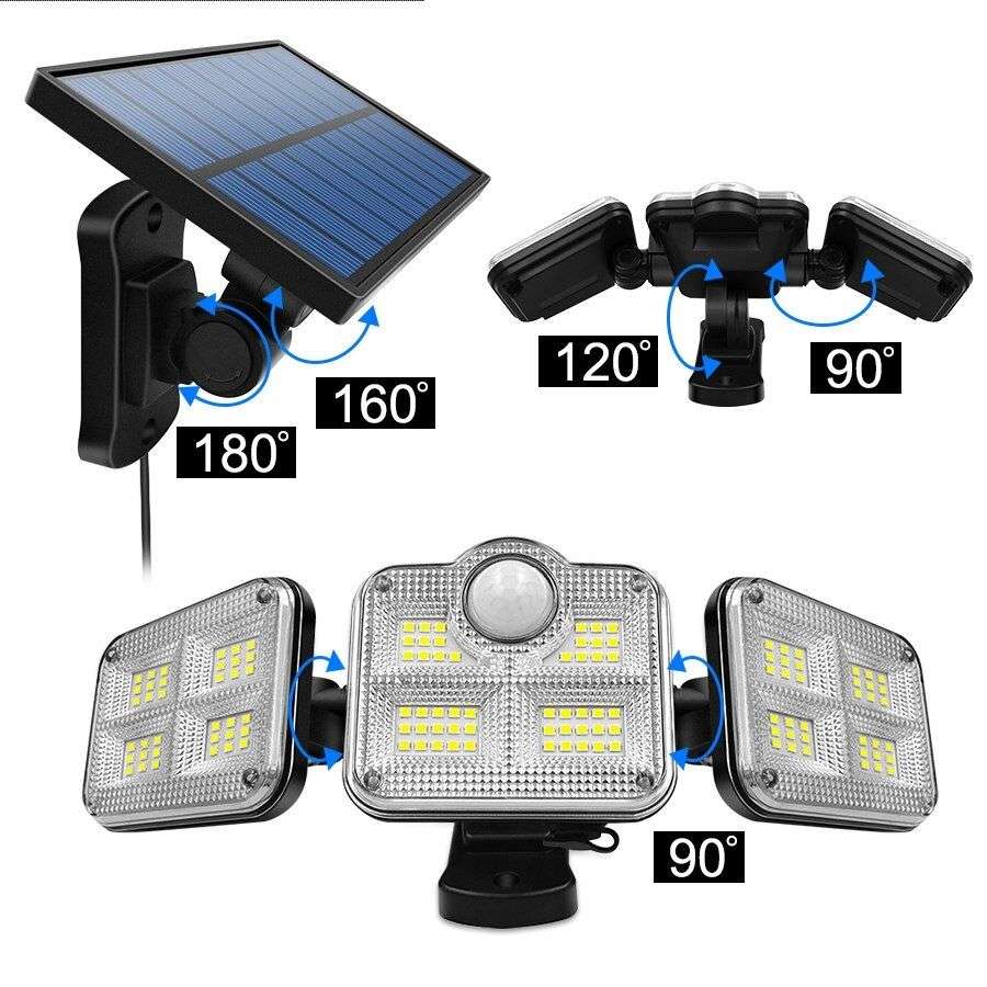 2 x JD 3PC Solar Powered Human Motion Sensor Light Lamp with Remote Control