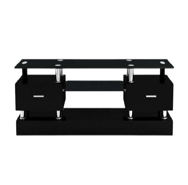Modern black glass TV plasma stand