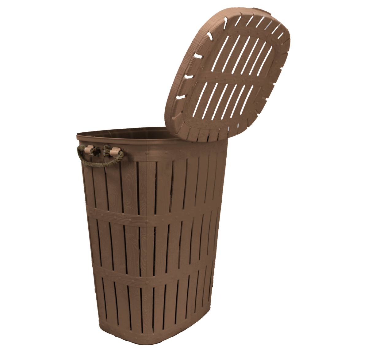 62L Brown Laundry Basket with Rope Handles and Hinged Lid (PLEASE READ DESCRIPTION)