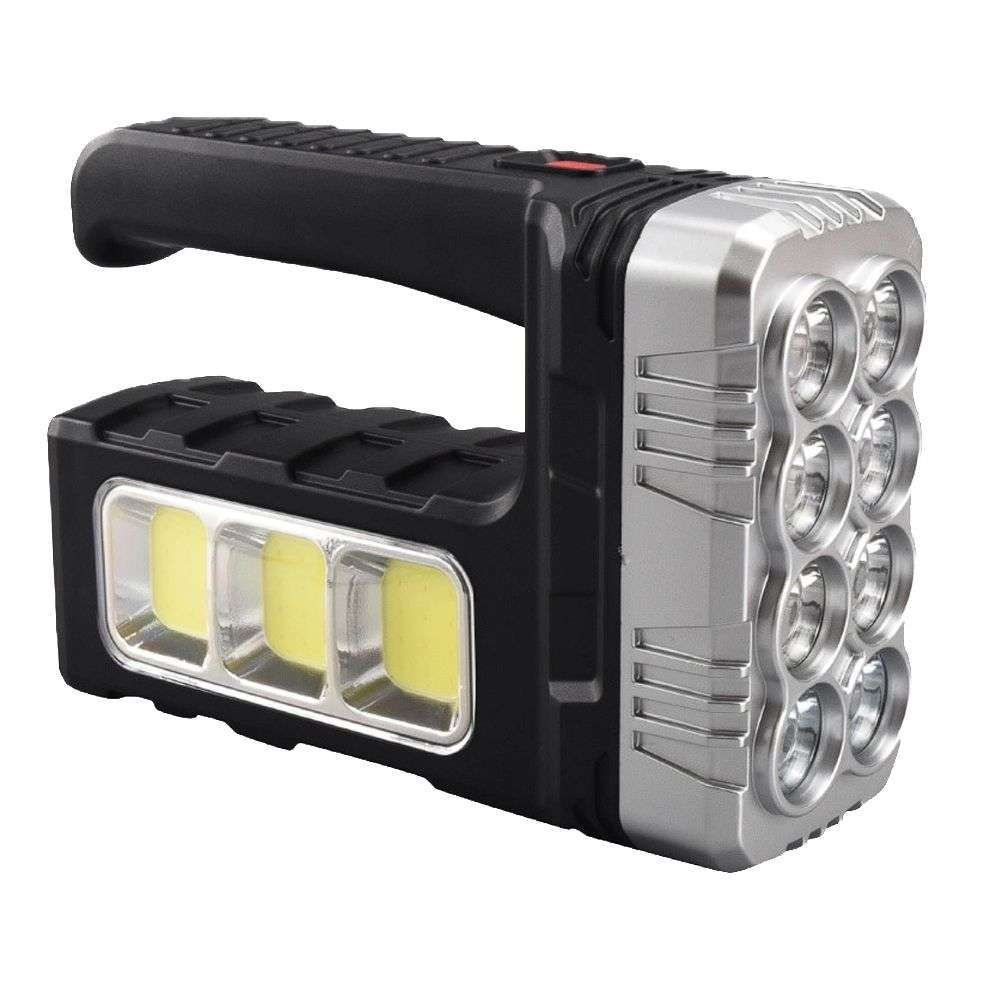 Ultra Bright 8 LED Flashlight Searchlight with USB and Solar Dual Charging TorchLight