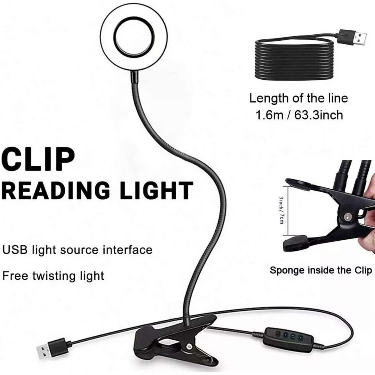 LED Clip Light Eye Protection Reading Lights Desk Lamp USB Bedside lamp