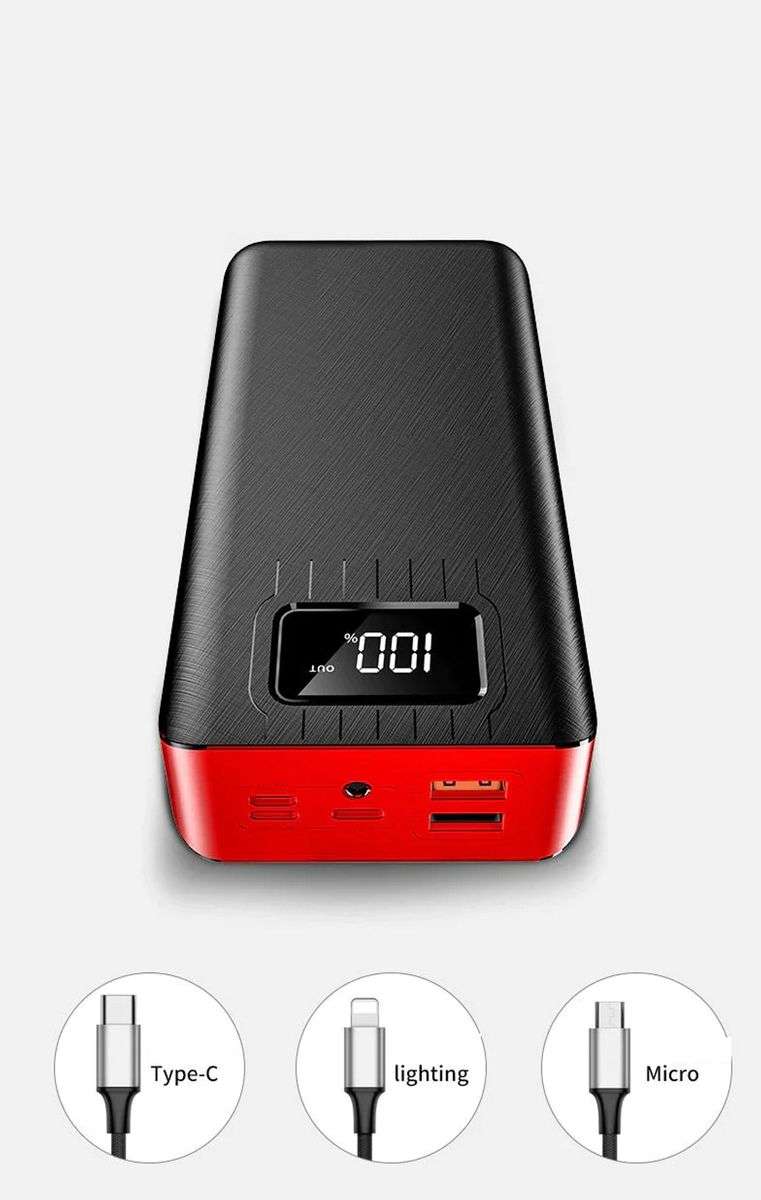 Red 40000mah Power Bank with LED Display