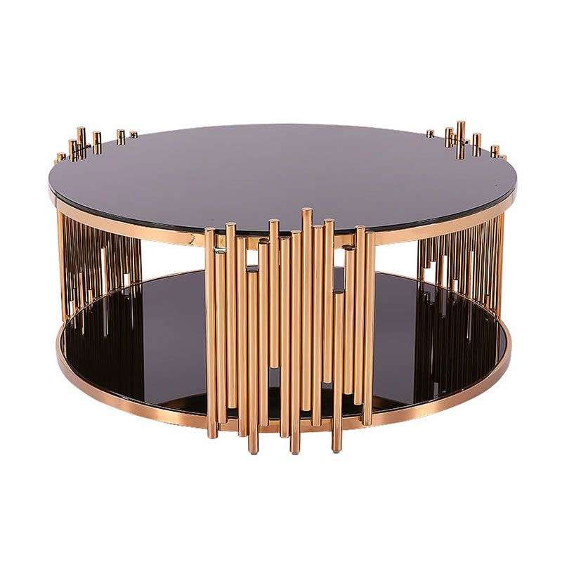 1 Meter Black Tempered Glass Top Modern Luxury Stainless Steel Coffee Table