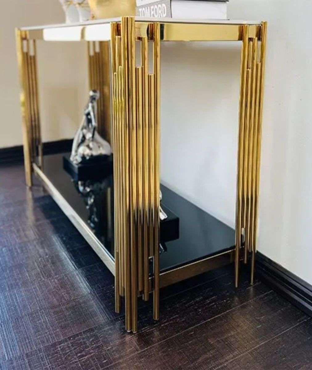 Server/Console Table - Stainless Steel Frame - Faux Marble Top-Gold or Silver