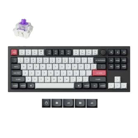 Keychron - Q3 HE QMK 80% Wireless Custom Mechanical Keyboard (Nebula Switch)  Carbon Black - K...
