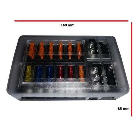Fuse Box - 1 in and 12 out with Negative Bus and LED Indicator Vehicle Accessory