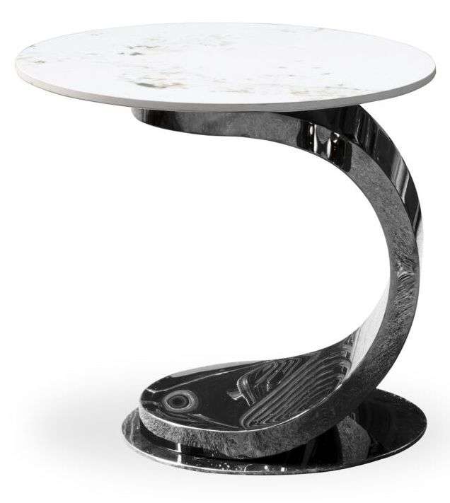 Modern Light Luxury Black Stainless Steel Marble Side Table