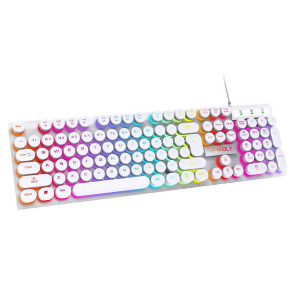 T-Wolf T80 Punk Retro Rainbow Gaming Keyboard