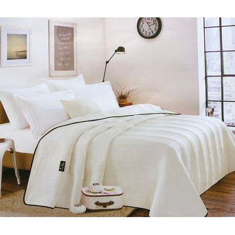 4 Piece King Size Pre-washed Quilt Set Polyester Material - Cream