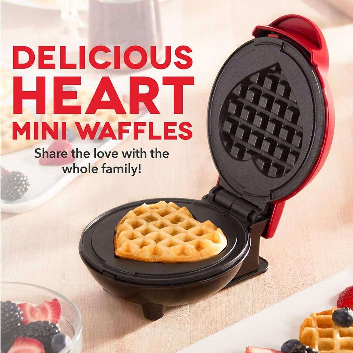 Mini heart waffle maker