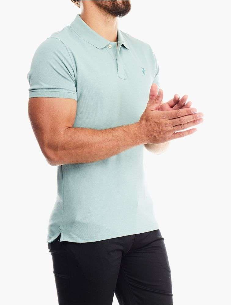 POLO Men`s Classic Pique Short Sleeve Golfer - Aqua