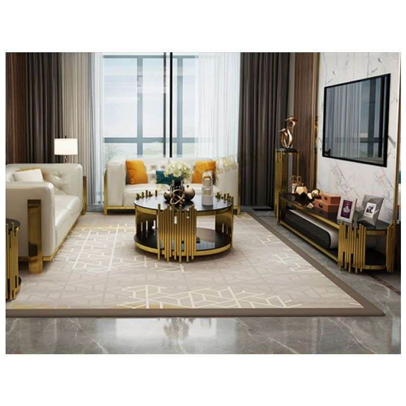 Plasma / Smart TV Stand -Black Glass Top and a Titanium Golden Stainless Steel Base