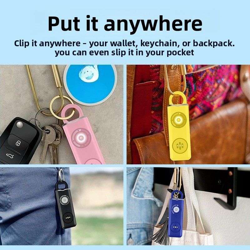 Personal Alarm & Strobe Light keyring White