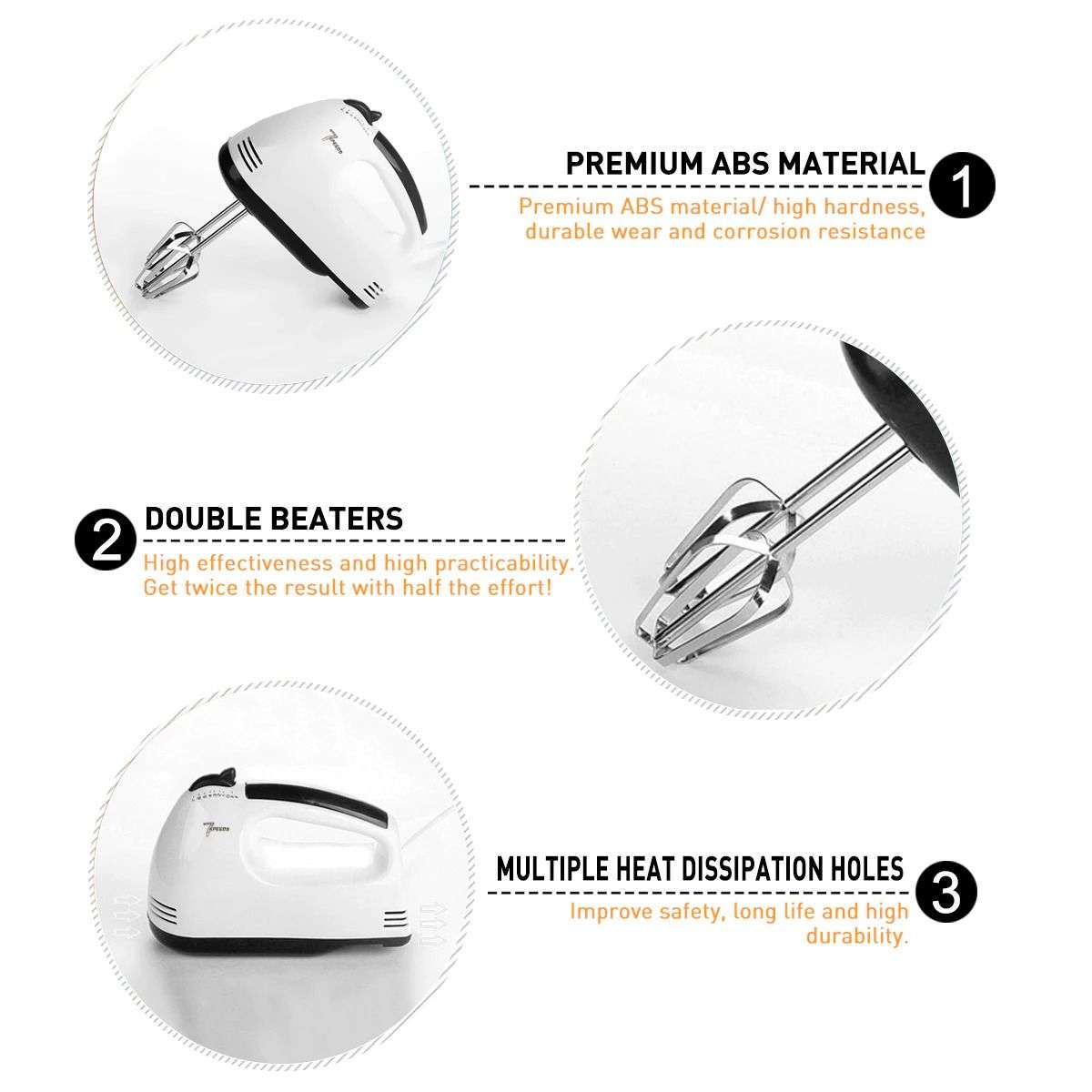 Stainless Steel Electric Hand Mixer 7 Speed