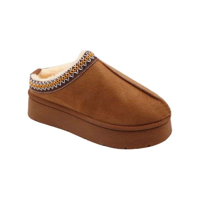 Ladies Embroidered Detail Thick Sole Slip On Mule ( Choose Size at Checkout)