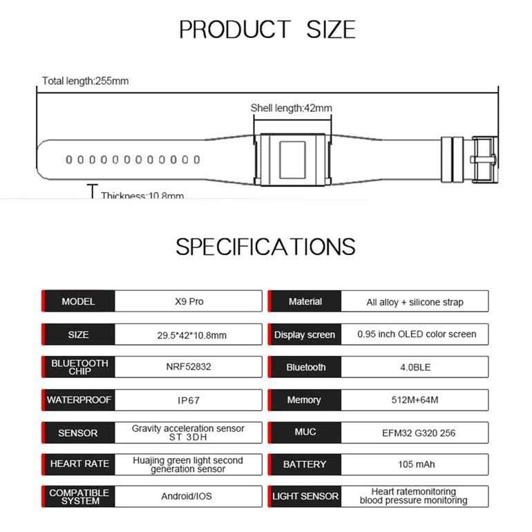 Techme X9 Pro Heart Rate Smartband - Open Box
