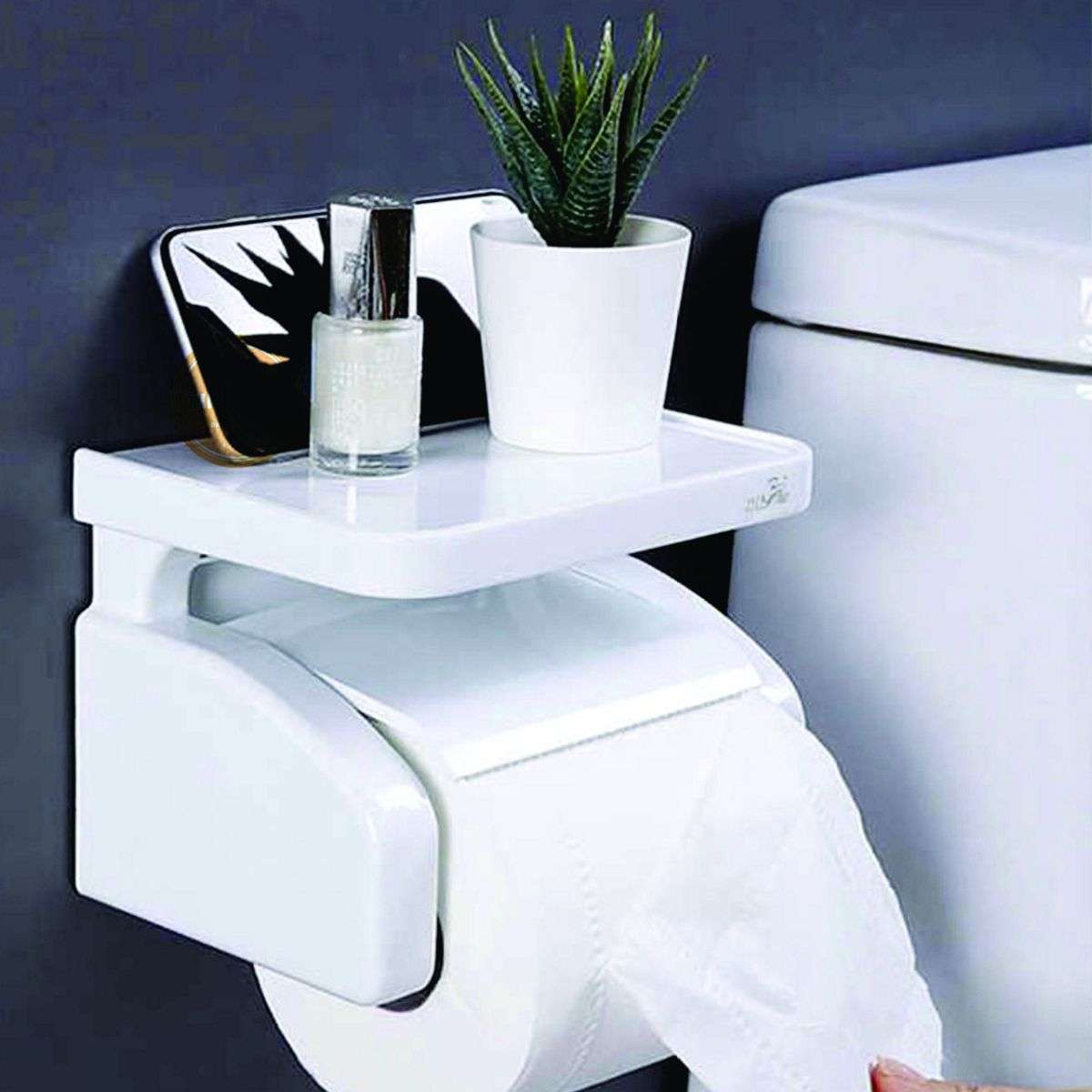 Bathlux Toiler Paper Holder With Shelf -