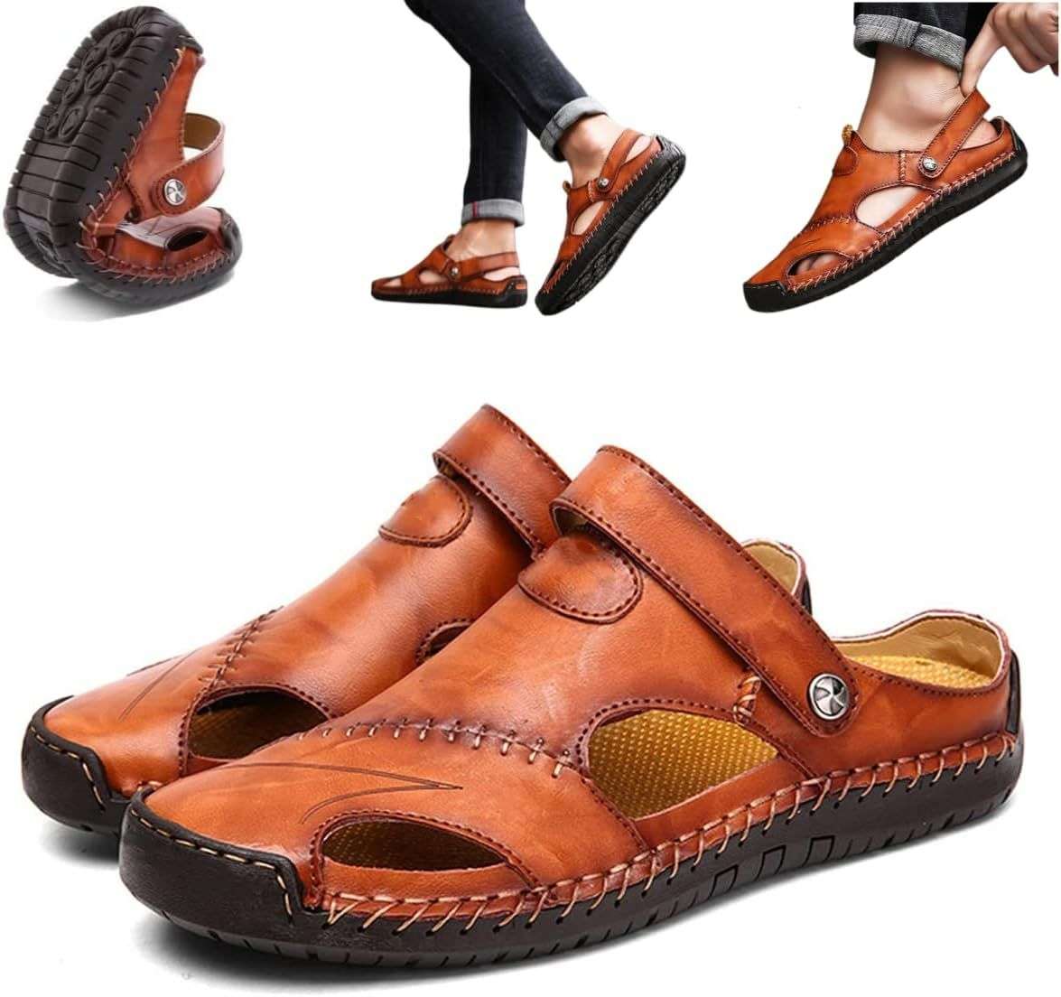 Urban Trek Men's Luxe Leather Sandals - EU 41