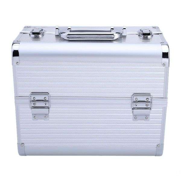 Aluminium Storage Cosmetics Makeup Case - Silver