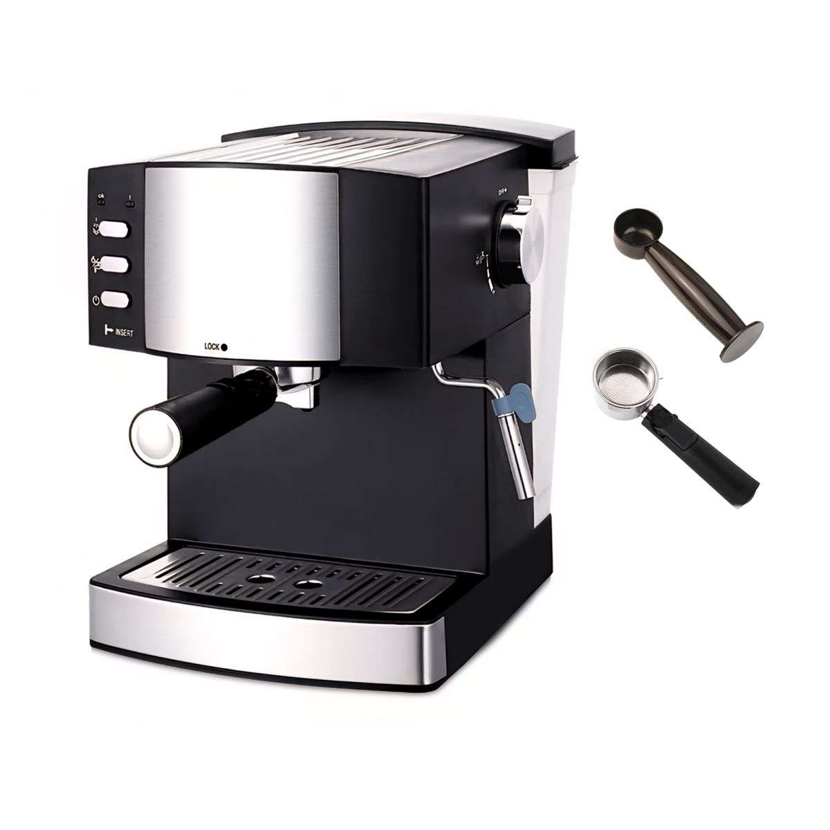 850W 15Bar Espresso Coffee Maker 1.6L With Filter Holder & Measuring Scoop