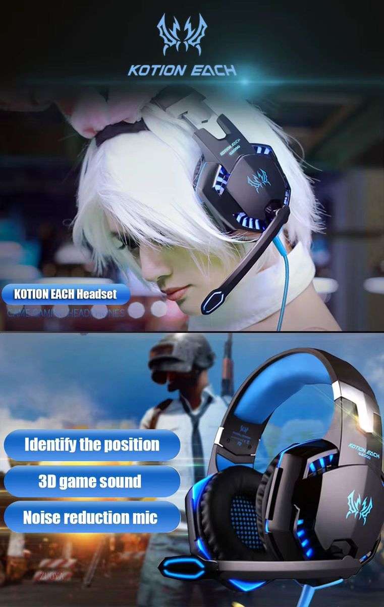 Gaming Headphones With Mic + LED Light- Noise Canceling Pro Headsets - (GC