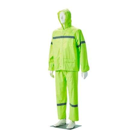 Lime Reflective Two Piece Rubberised Rain Suit - S - Lime Reflective Two Piece Rubberised Rain Su...
