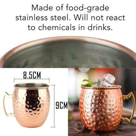 Hammered Stainless Steel Moscow Mule Mug Set - 500ml - 2-Piece