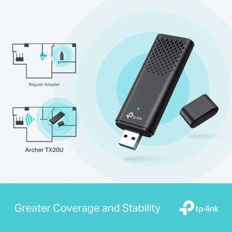 Tp-Link - Archer TX20U Dual Band Wi-Fi 6 Wireless USB Adapter - Tp-Link - Archer TX20U Dual Band ...