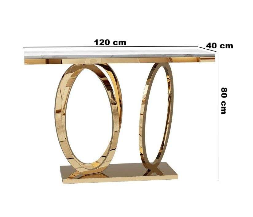 Elegant Marble Top Console Server Table with Oval Bottom