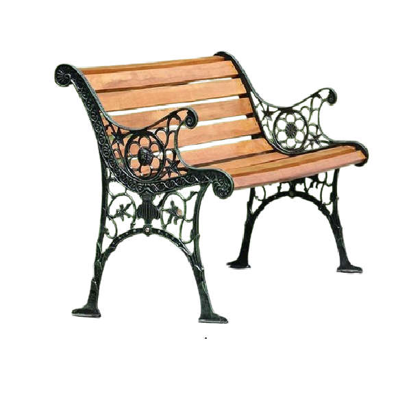 Modern Outdoor Bench with Cast Iron Finishes