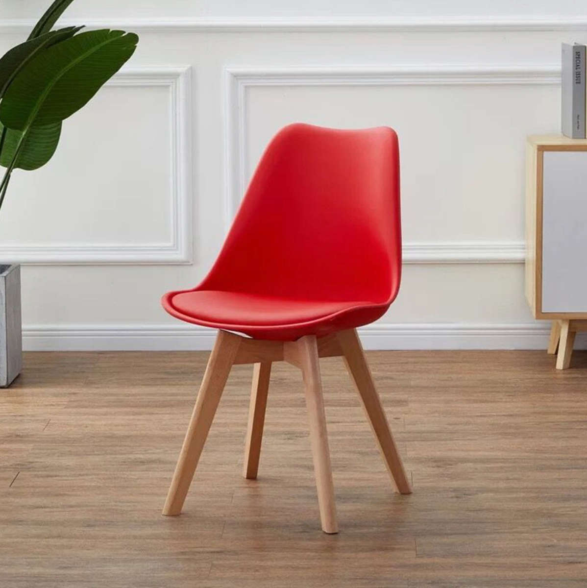 Modern Scandinavian Dining Chair - Red- 2 Pack