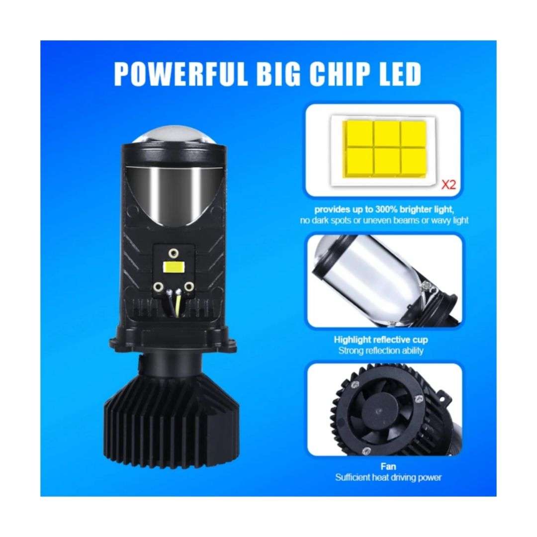 H4 14000LM 70W Mini Lens LED Projector Headlight Bulbs -CSP Chip, Pack of 2