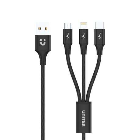 Unitek - 1.2m Type-C, Micro USB, Lightning Cable (C14049BK) - Unitek - 1.2m Type-C, Micro USB, Li...