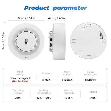 3 in 1 - Smartlife / Tuya Smart Wifi Smoke Detector, Temperature and Humidity Sensor