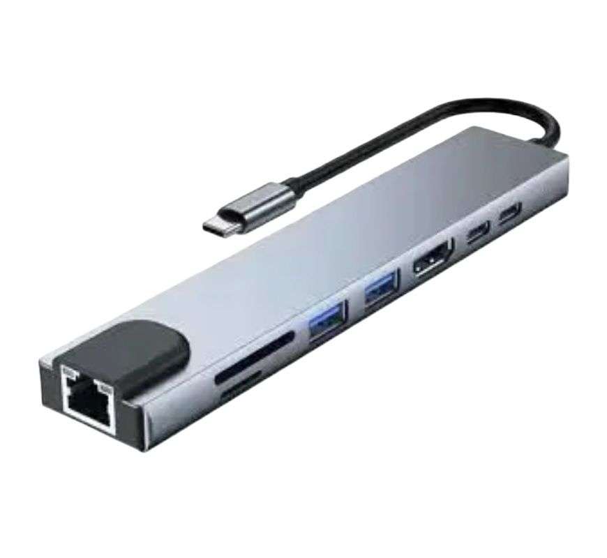 8-in-1 USB-C Hub Adapter with 4K HDMI, RJ45