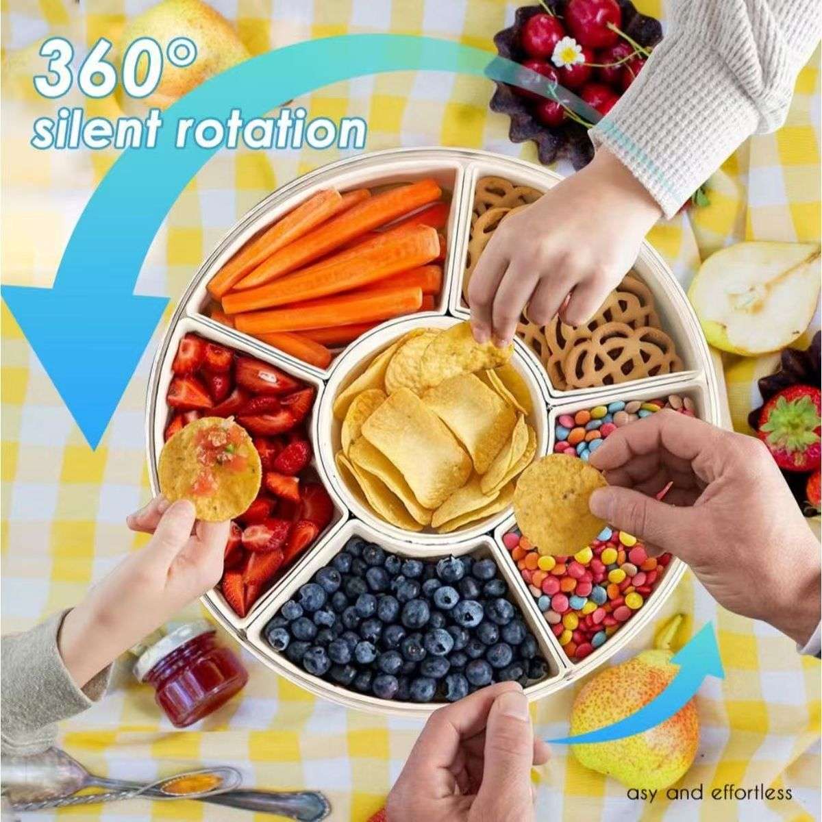 6 Compartments Spinning Food Storage Container Organizer