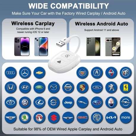 Dual Mode Wireless Apple CarPlay & Android Auto Adapter