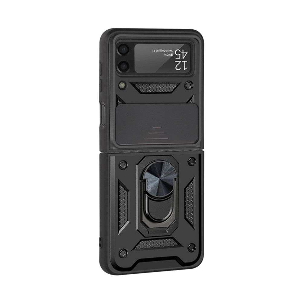 Dual Layer Protection Shockproof Ring Stand Holder Sliding Camera Case For Samsung Galaxy Z Flip3 5G
