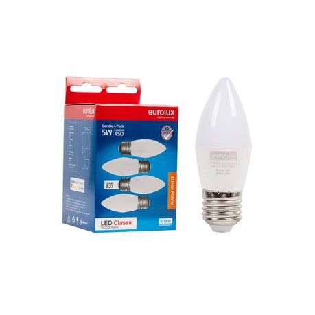 Eurolux - 5W Candle E27 LED - 4 pack - Eurolux - 5W Candle E27 LED - 4 pack