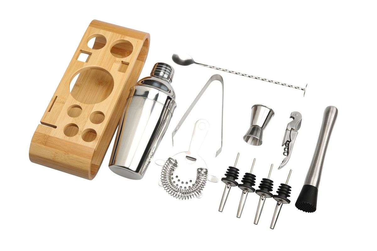 Stainless Steel Cocktail Shaker Bartender Tool Kit 12 Piece Set