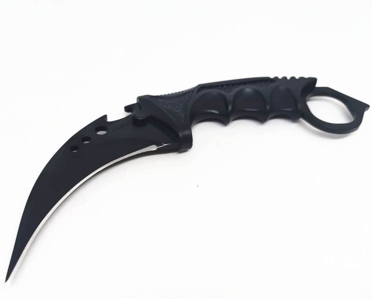 2x Karambit Knife Combat Tiger Claw Tactical Knife - Black + Blitz