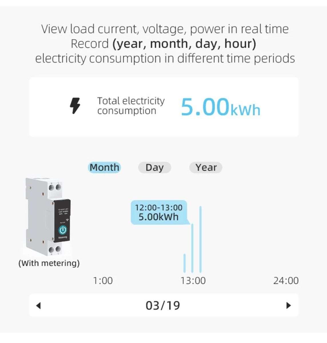 Smart WiFi Geyser timer-with energy  -Smart Life/Tuya app
