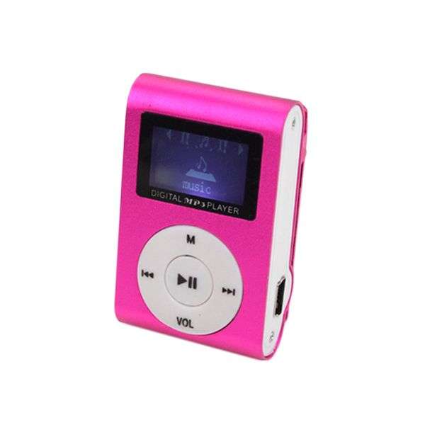 Portable Mp3 Mini Clip Player With LCD Screen - pink