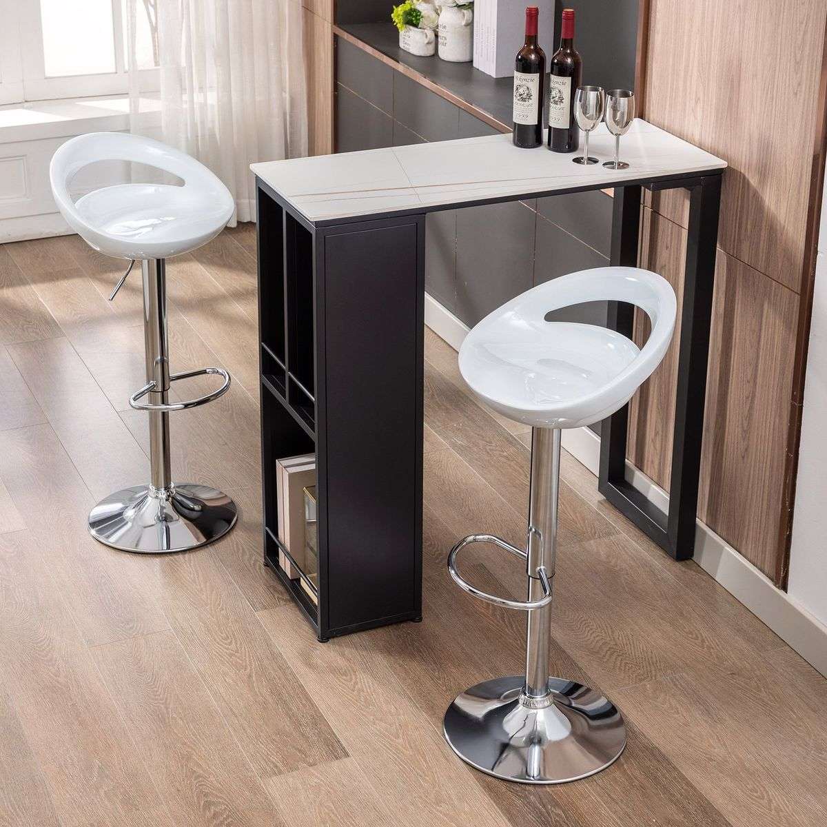 Bar Stools / Kitchen Counter Breakfast Chairs - 2 Pack - White Colour
